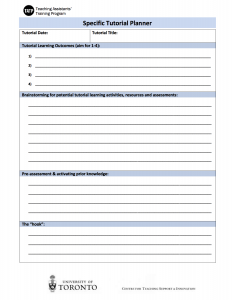 Handout Specific Tutorial Planner (page 1)
